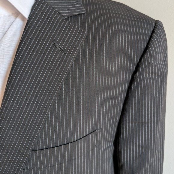 🇮🇹Z Zegna Charcoal Pinstripe Suit Jacket - Picture 3 of 11